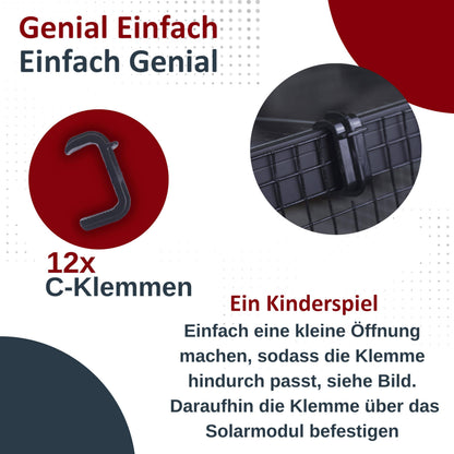 Solarkäfig C-Klemme 30mm - 12 Stück