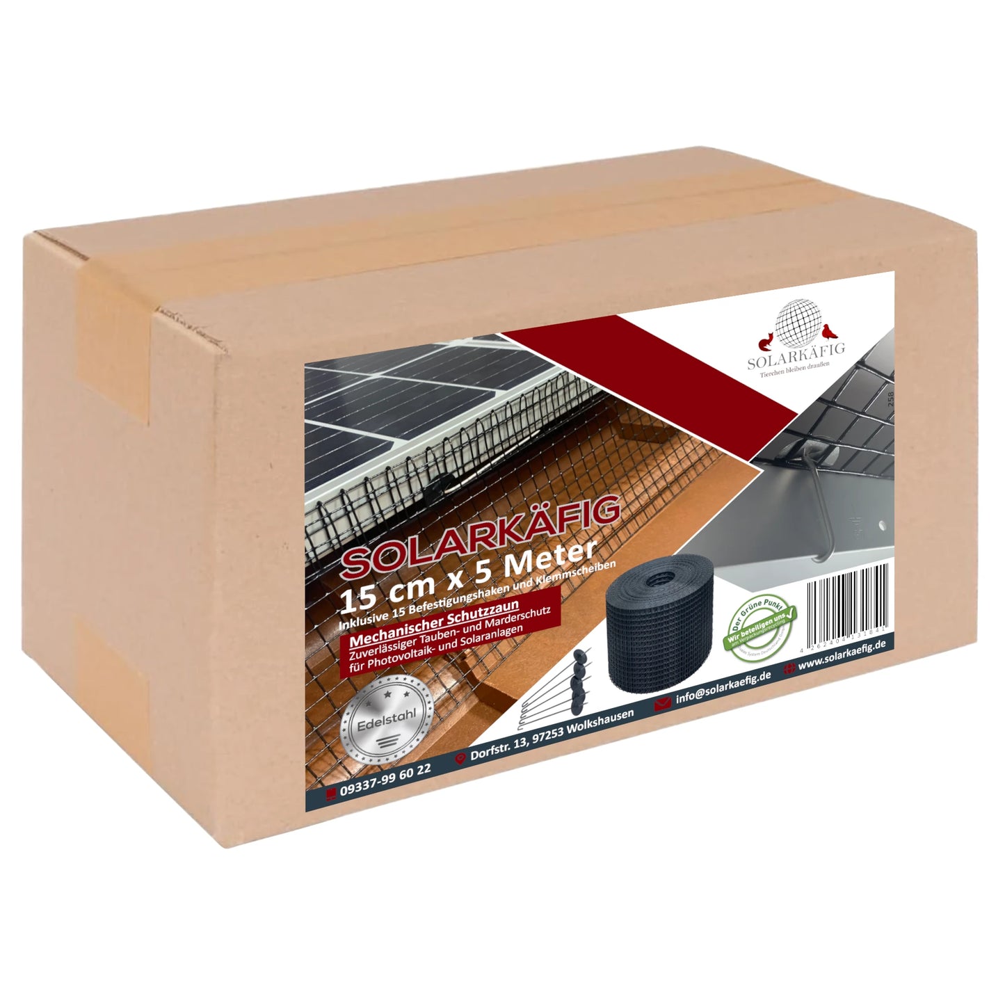 Solarkäfig 15cm x 5 Meter EDELSTAHL