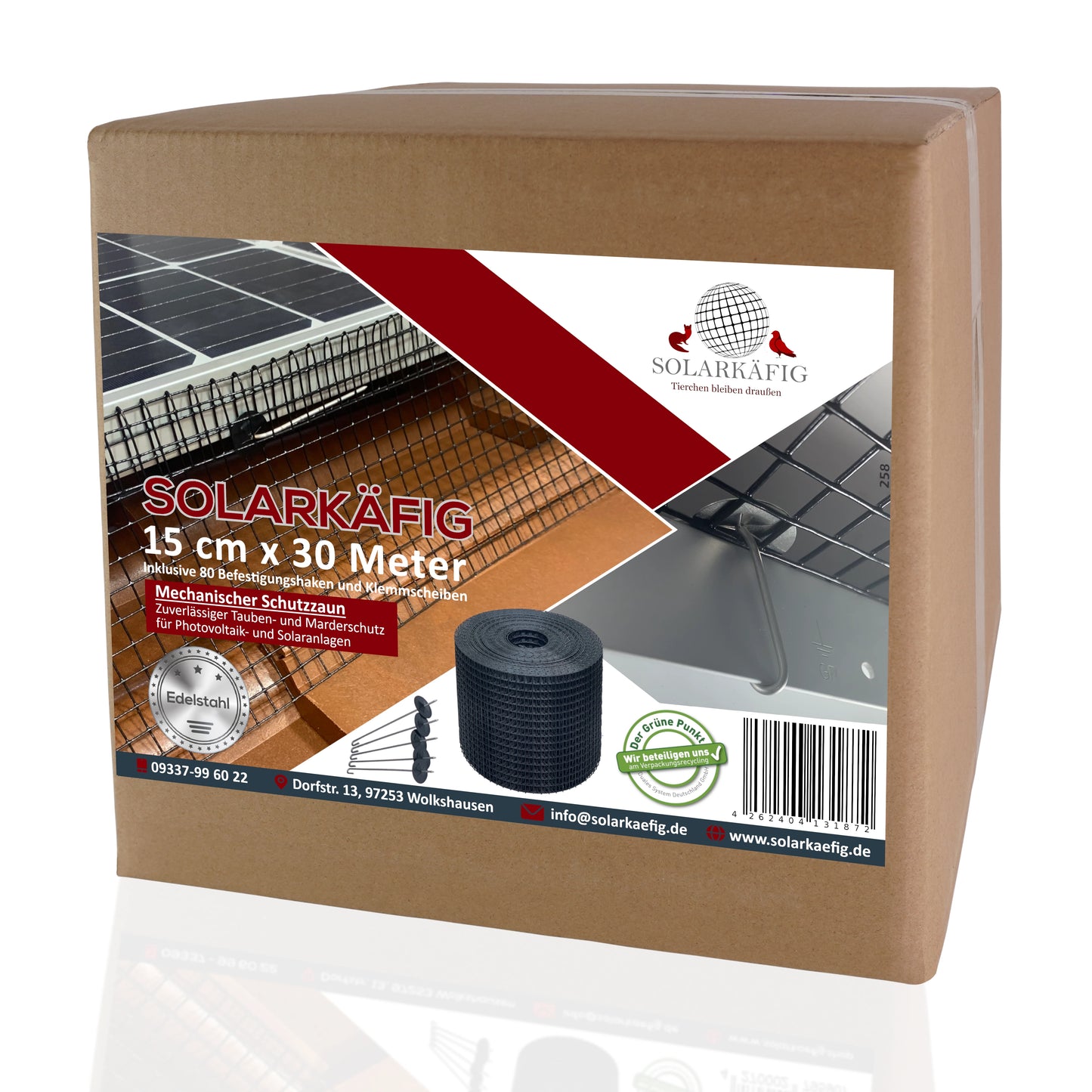 Solarkäfig 15 x 30 Meter Edelstahl