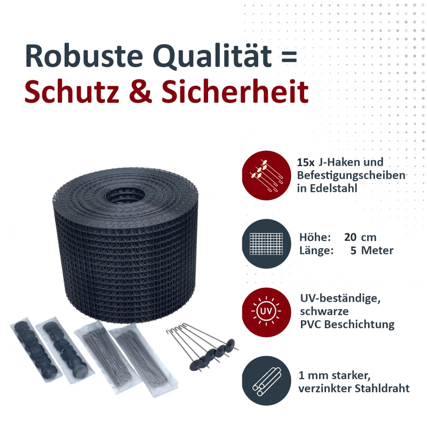 Solarkäfig 15cm x 5 Meter VERZINKT