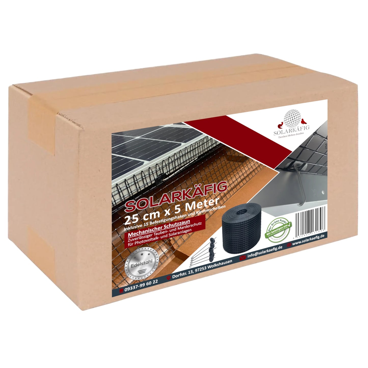 Solarkäfig 25cm x 5 Meter EDELSTAHL