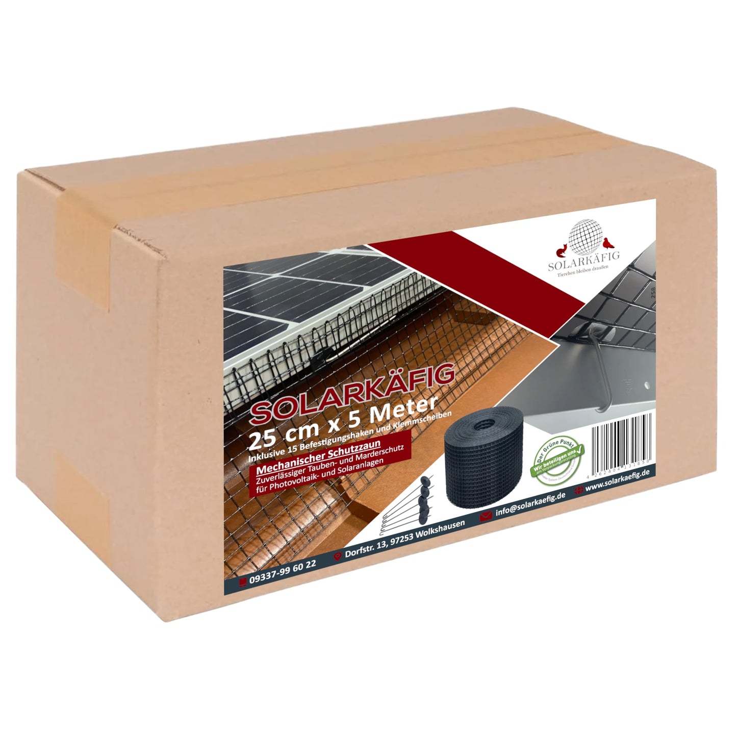 Solarkäfig 25cm x 5 Meter VERZINKT