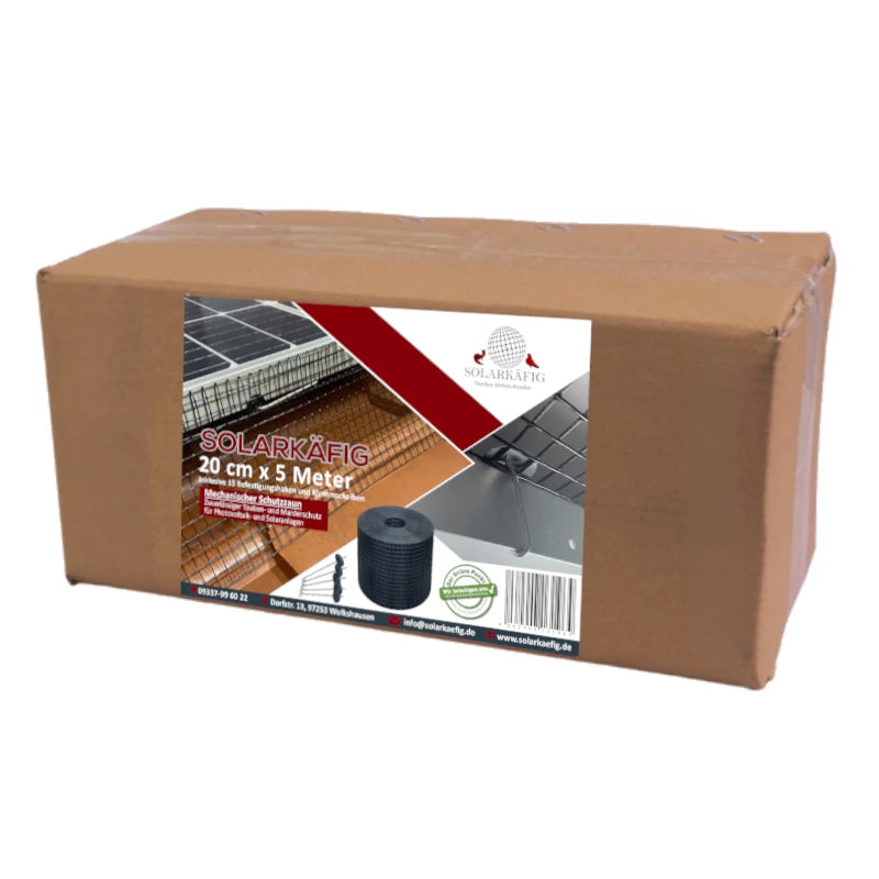 Ergänzungsset Solarkäfig 20 cm x 5 Meter, ideal für kleine Nachrüstungen und Erweiterungen Ihrer PV-Anlage mit Taubenschutz.